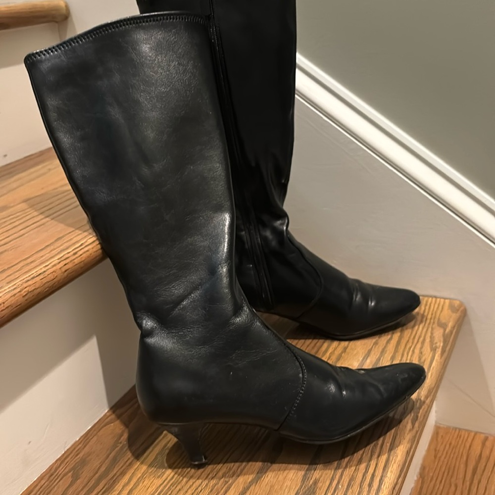 Black leather boots